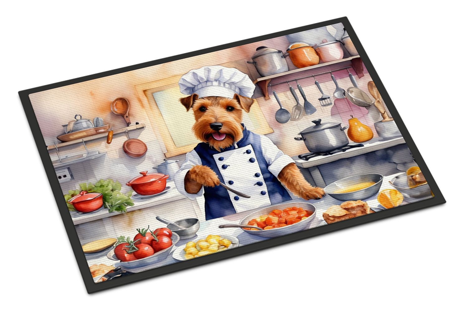 NEW Welsh Terrier The Chef Doormat Front Door Mat Indoor Outdoor Rugs for Entryway, Non Slip Washable Low Pile, 18H X 27W