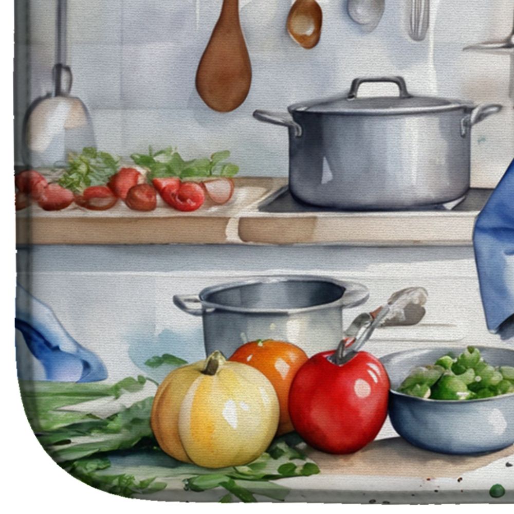 Sheltie The Chef Dish Drying Mat Absorbent Dish Drying Mat Pad for Kitchen Counter Dish Drainer Mat for Countertop, 14 x 21", Multicolor