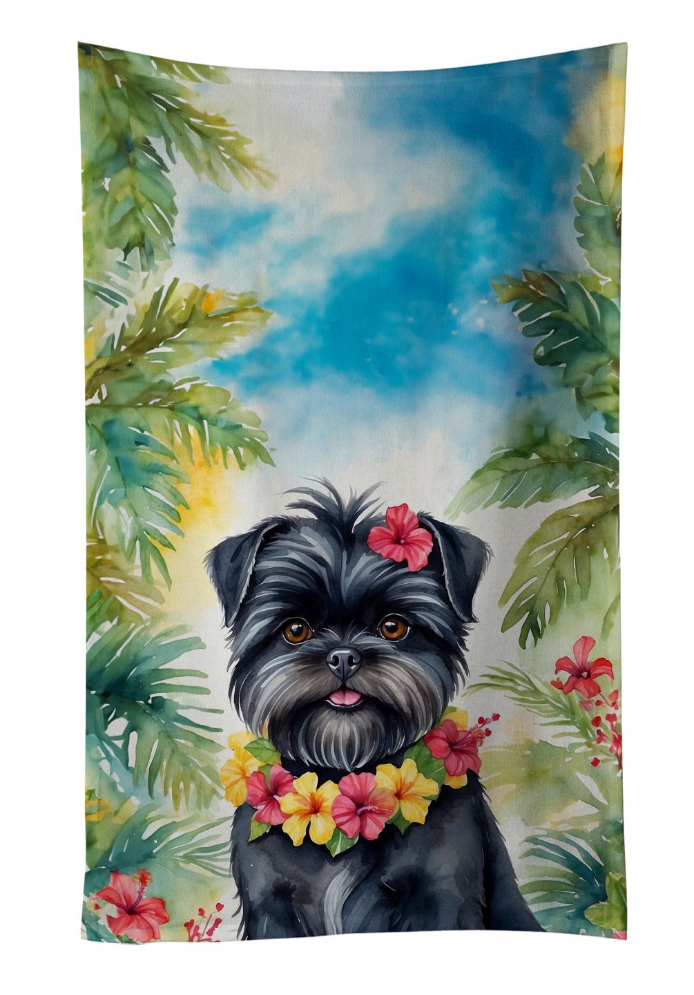 Affenpinscher Luau Kitchen Towel Dish Cloths Guest Hand Towel Decorative Bathroom Towel for Face,Tea, Dishcloth, Kitchen and Bath