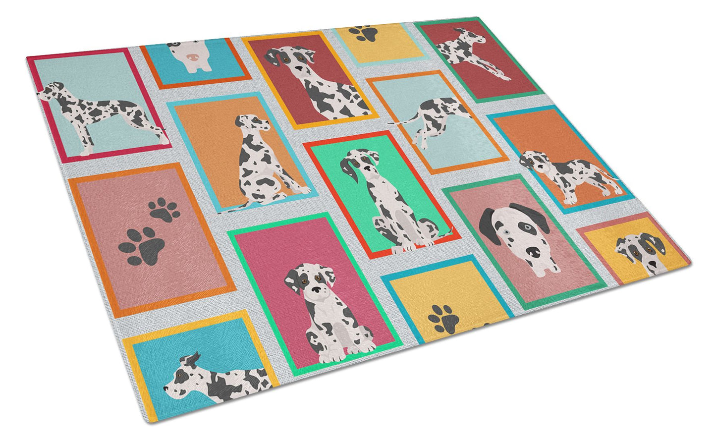 NEW Lots of Harlequin Natural Ears Great Dane Glass Cutting Board Decorative Tempered Glass Kitchen Cutting and Serving Board Large Size Chopping Board