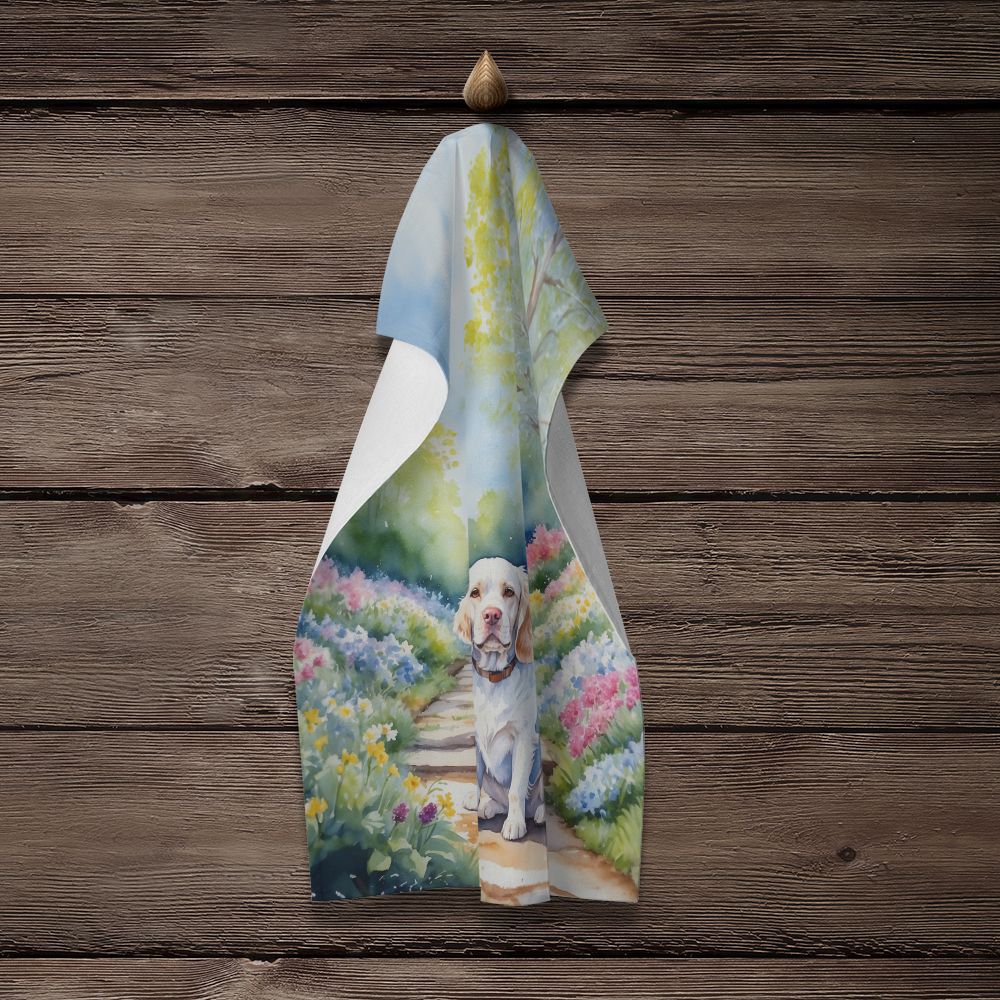 Clumber Spaniel Spring Path Kitchen Towel Dish Cloths Guest Hand Towel Decorative Bathroom Towel for Face,Tea, Dishcloth, Kitchen and Bath