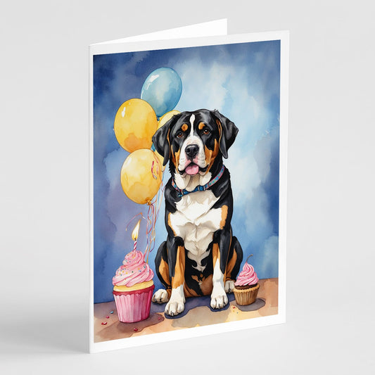 Greater Swiss Mountain Dog Happy Birthday Greeting Cards Pack of 8 Blank Cards with Envelopes Whimsical A7 Size 5x7 Blank Note Cards