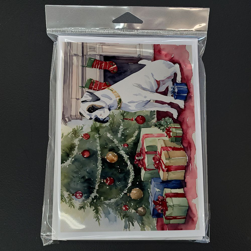 White Boxer Christmas Greeting Cards Pack of 8 Blank Cards with Envelopes Whimsical A7 Size 5x7 Blank Note Cards