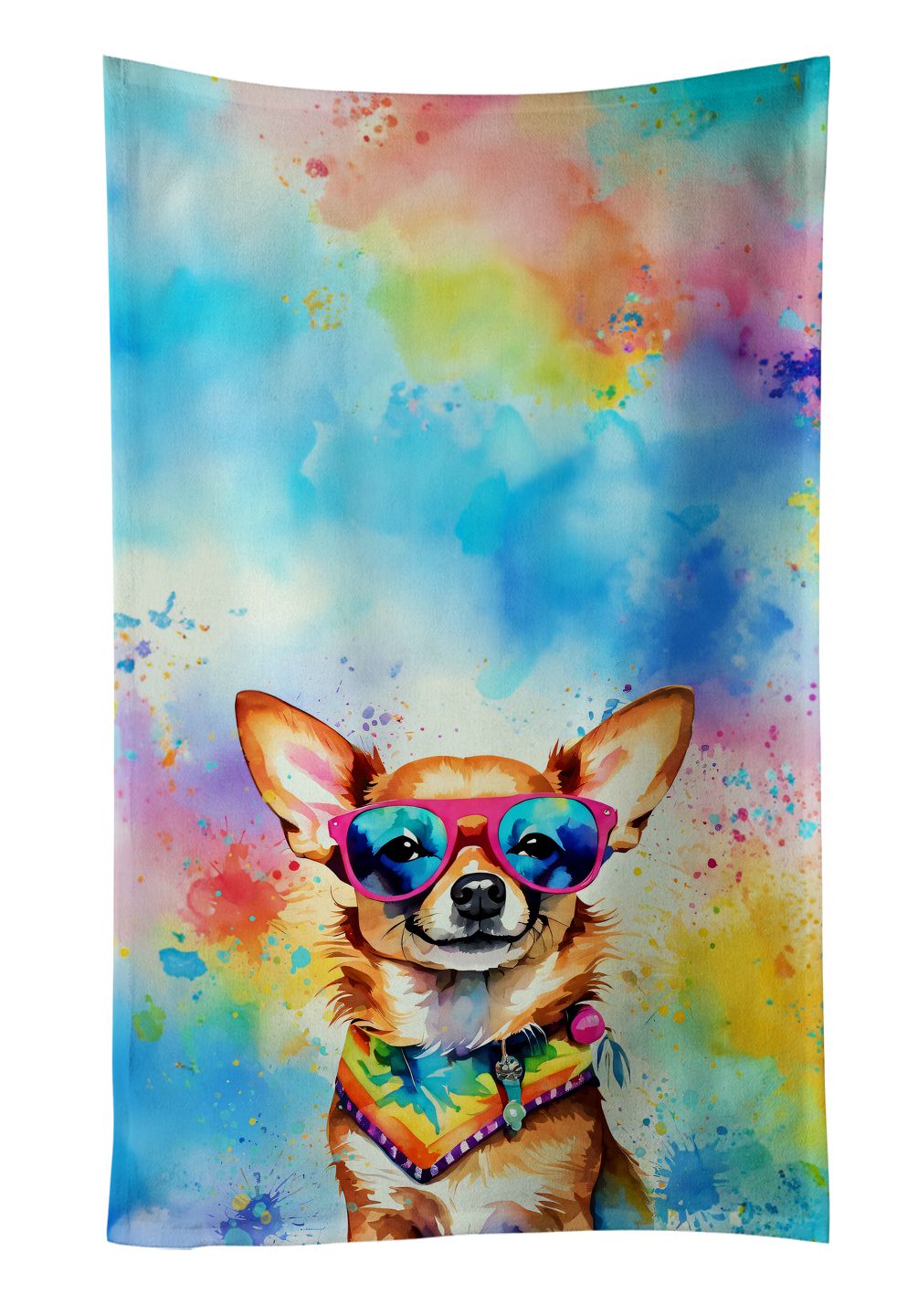 Chihuahua Hippie Dawg Kitchen Towel Dish Cloths Guest Hand Towel Decorative Bathroom Towel for Face,Tea, Dishcloth, Kitchen and Bath