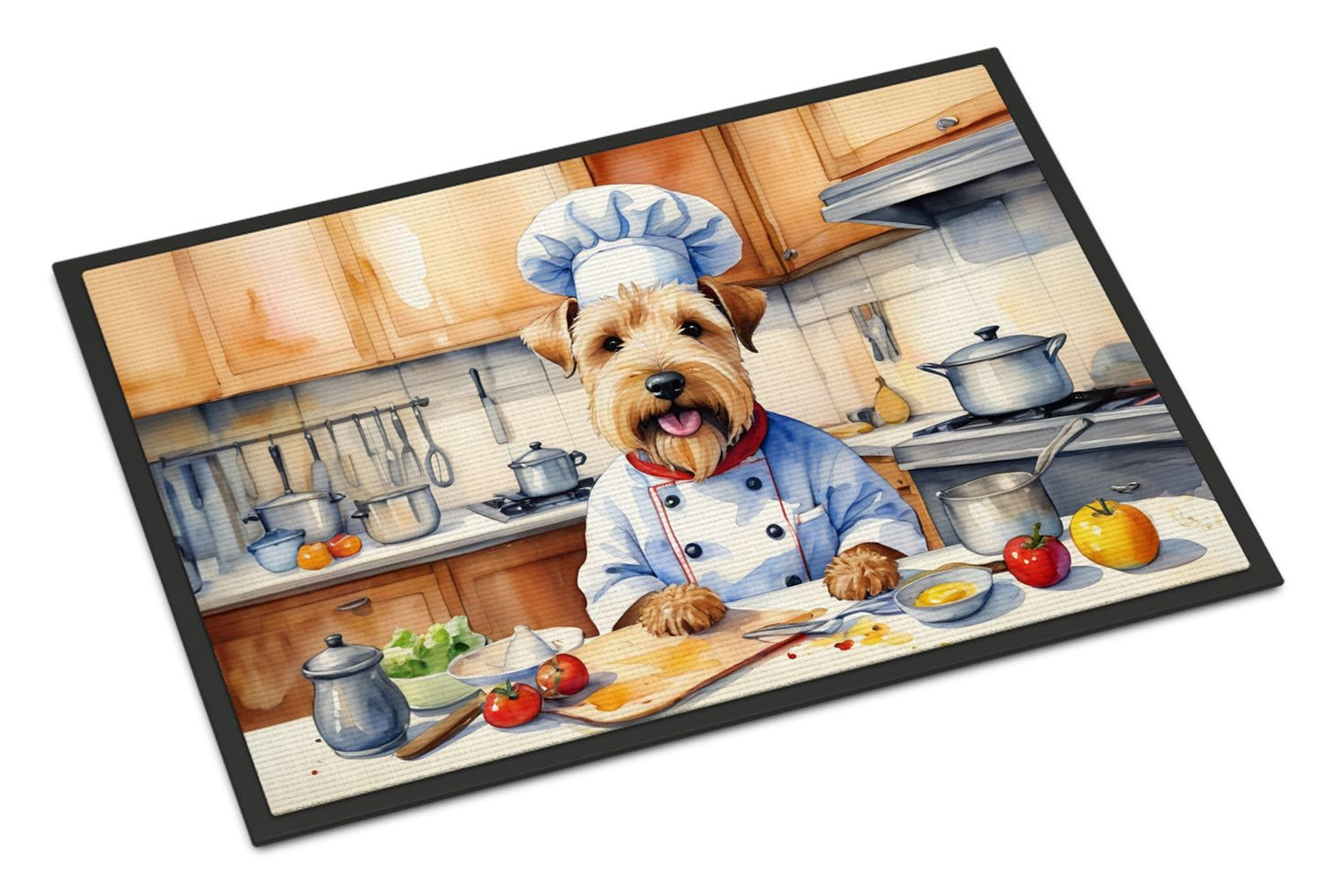 Wheaten Terrier The Chef Doormat Front Door Mat Indoor Outdoor Rugs for Entryway, Non Slip Washable Low Pile, 24H X 36W