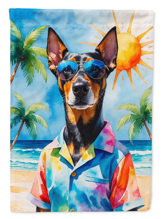 Doberman Pinscher Summer Beach Time House Flag Large Porch Sleeve Pole Decorative Outside Yard Banner Artwork Wall Hanging, Polyester, House Size, Multicolor