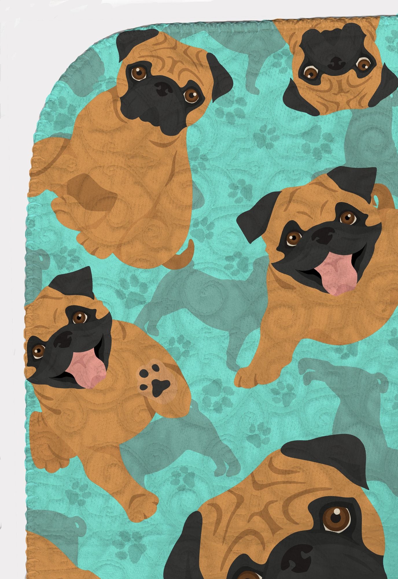 Apricot Pug Quilted Blanket 50x60 Artwork Pattern Quilted Throw Blanket for Bed, Couch, Sofa, Soft and Lightweight