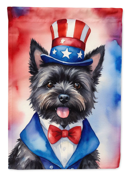 Cairn Terrier Patriotic American House Flag Large Porch Sleeve Pole Decorative Outside Yard Banner Artwork Wall Hanging, Polyester, House Size, Multicolor