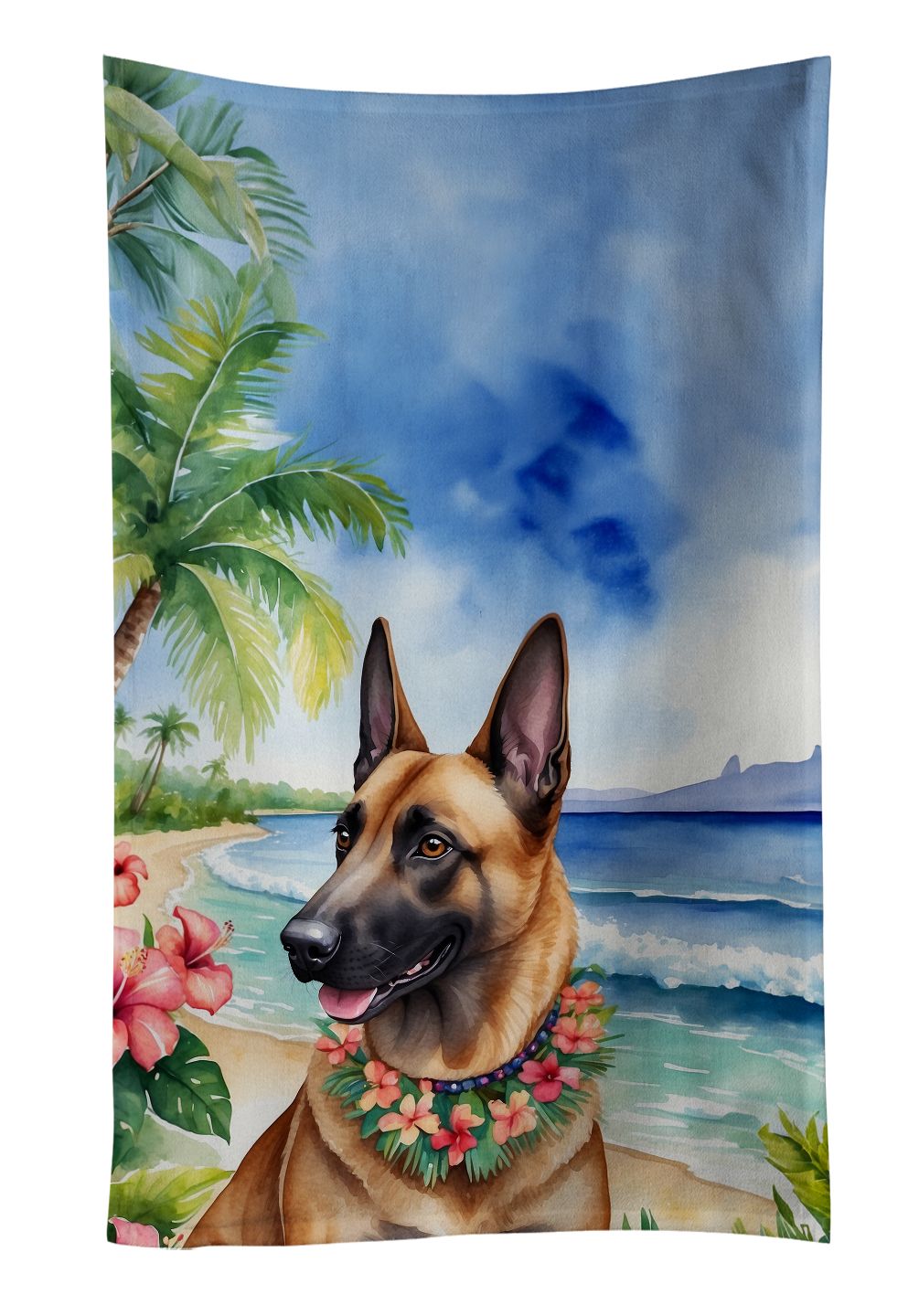 Belgian Malinois Luau Kitchen Towel Dish Cloths Guest Hand Towel Decorative Bathroom Towel for Face,Tea, Dishcloth, Kitchen and Bath