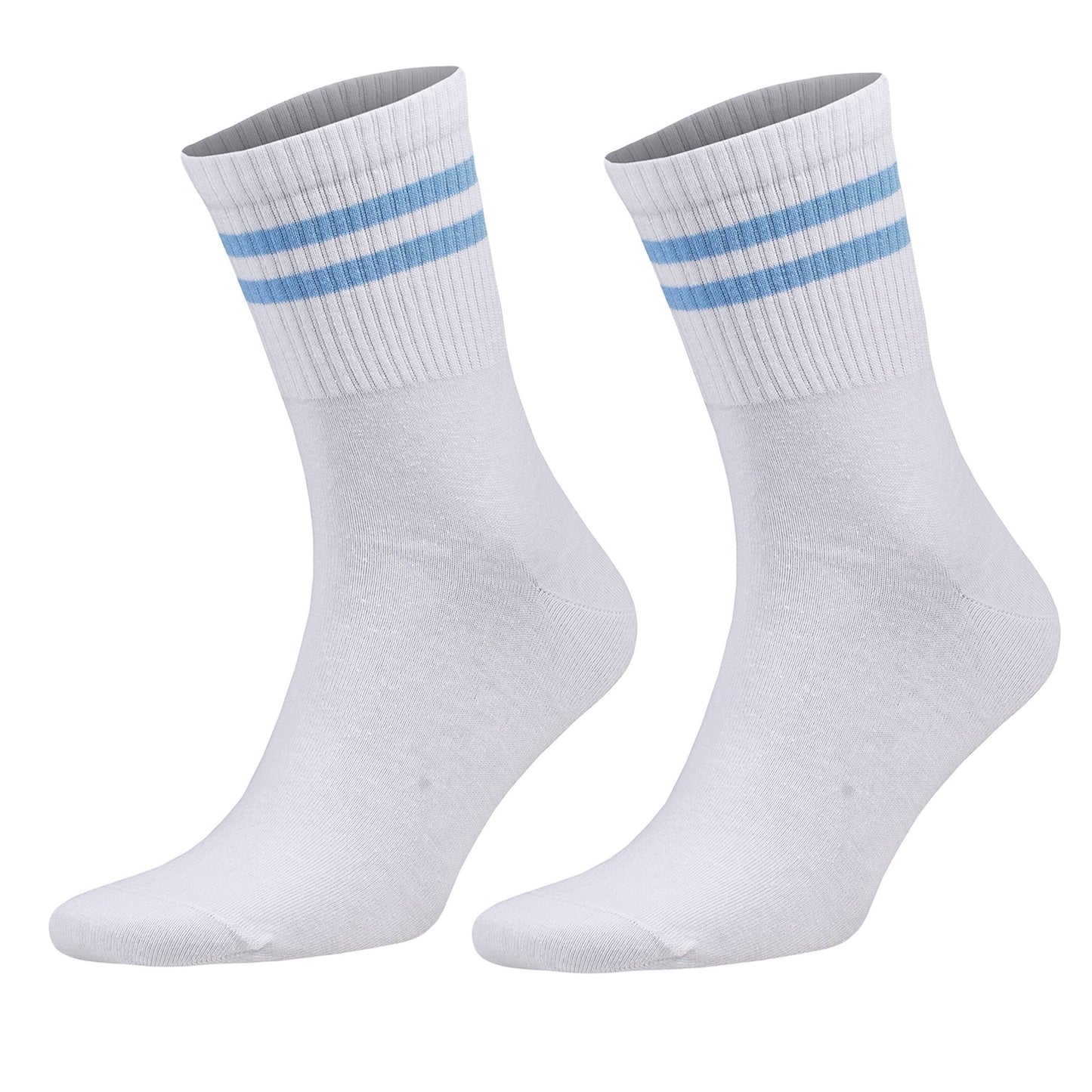 Athletic Tennis Crew Socks for Women with Stripes 6 Pairs Shoe Size 5 to 10