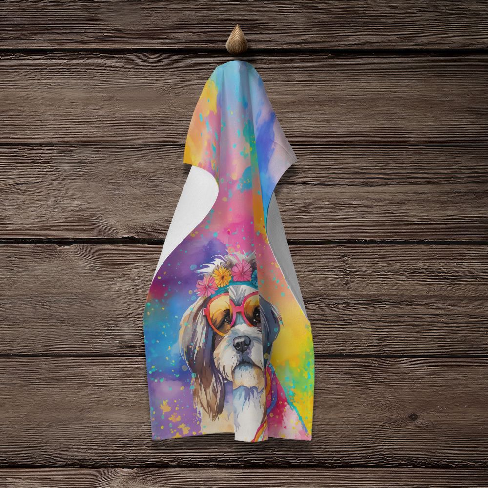 Shih Tzu Hippie Dawg Kitchen Towel Dish Cloths Guest Hand Towel Decorative Bathroom Towel for Face,Tea, Dishcloth, Kitchen and Bath
