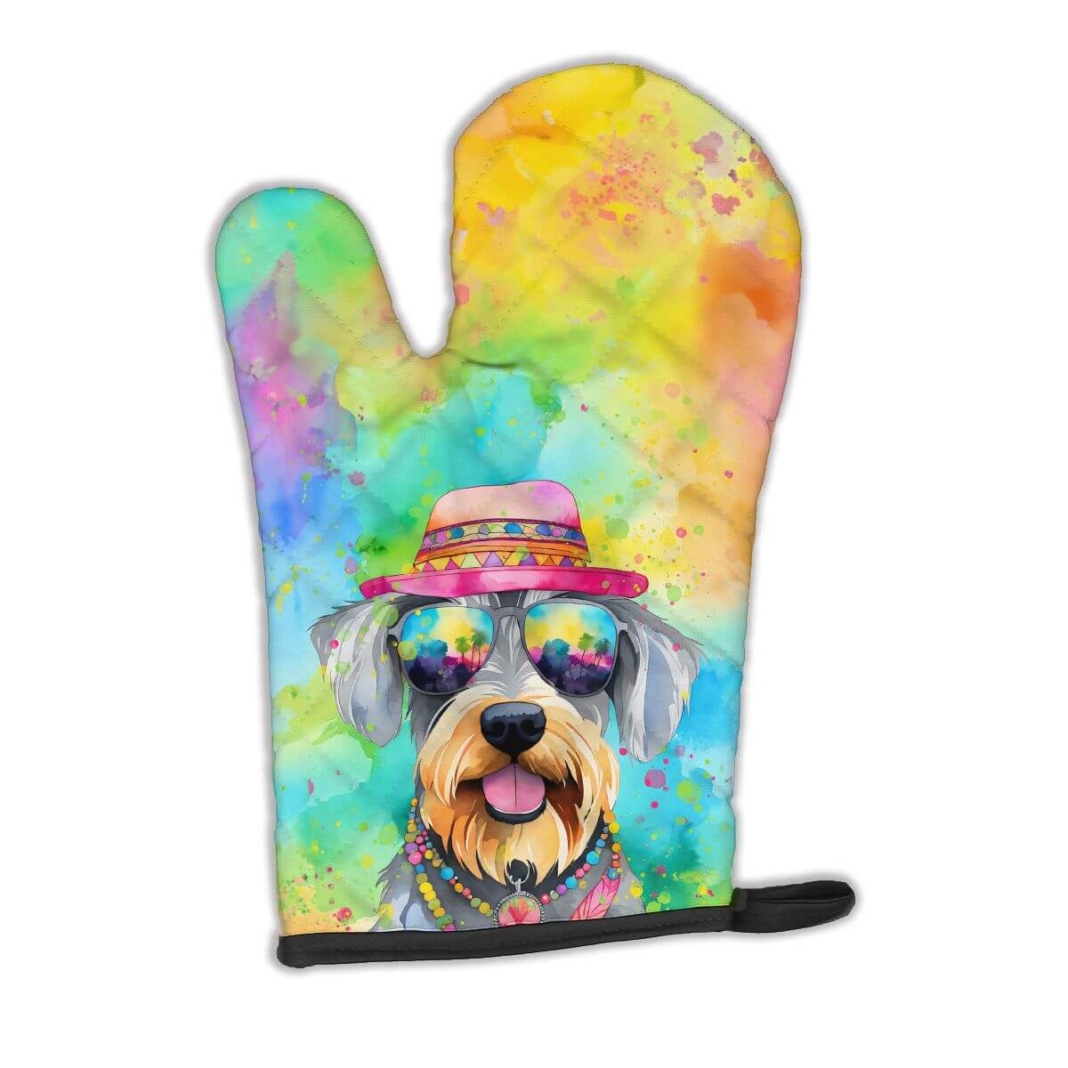 Schnauzer Hippie Dawg Oven Mitt Heat Resistant Thick Oven Mitt for Hot Pans and Oven, Kitchen Mitt Protect Hands, Cooking Baking Glove