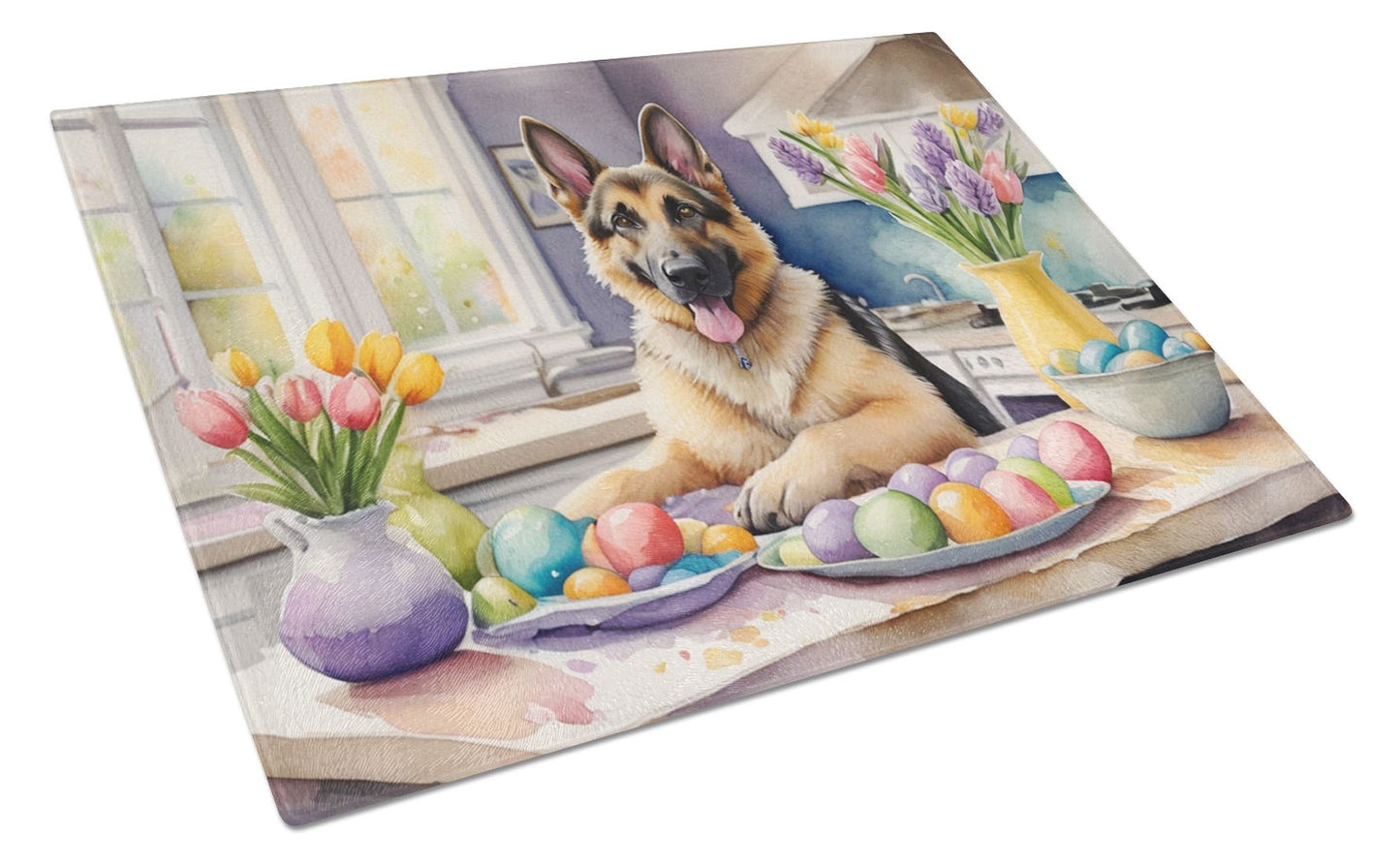 NEW Decorating Easter German Shepherd Glass Cutting Board Decorative Tempered Glass Kitchen Cutting and Serving Board Large Size Chopping Board