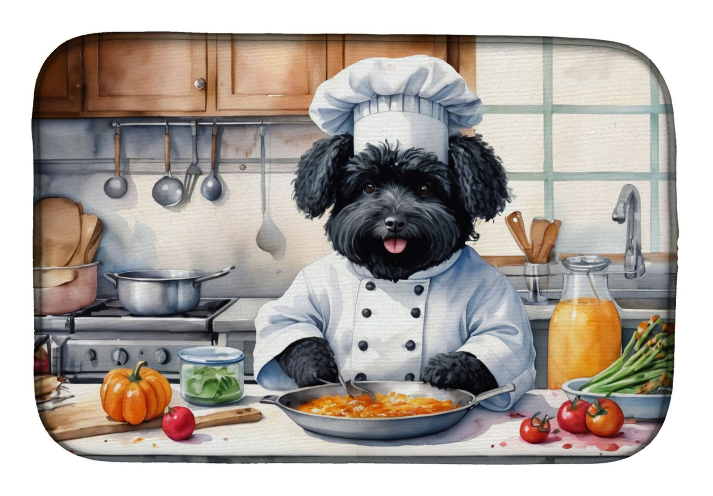 Puli The Chef Dish Drying Mat Absorbent Dish Drying Mat Pad for Kitchen Counter Dish Drainer Mat for Countertop, 14 x 21", Multicolor
