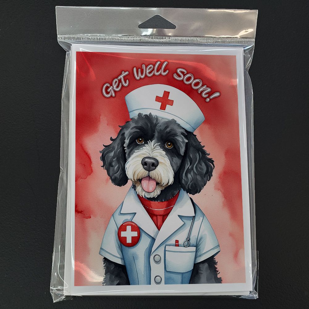 Portuguese Water Dog Get Well Soon Greeting Cards Pack of 8 Blank Cards with Envelopes Whimsical A7 Size 5x7 Blank Note Cards