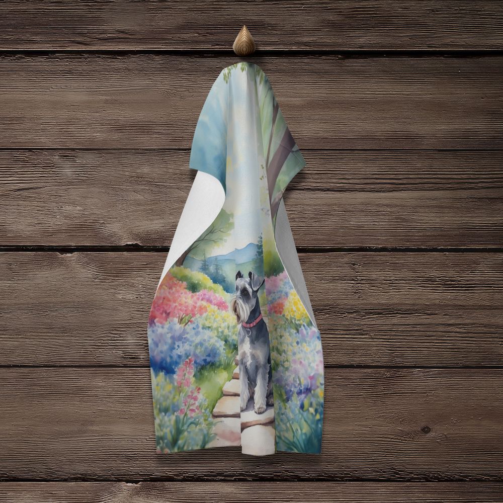 Schnauzer Spring Path Kitchen Towel Dish Cloths Guest Hand Towel Decorative Bathroom Towel for Face,Tea, Dishcloth, Kitchen and Bath