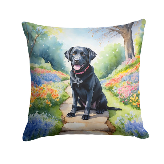 Labrador Retriever Spring Path Throw Pillow Machine Washable, Indoor Outdoor Decorative Pillow for Couch, Bed or Patio, 18Hx18W