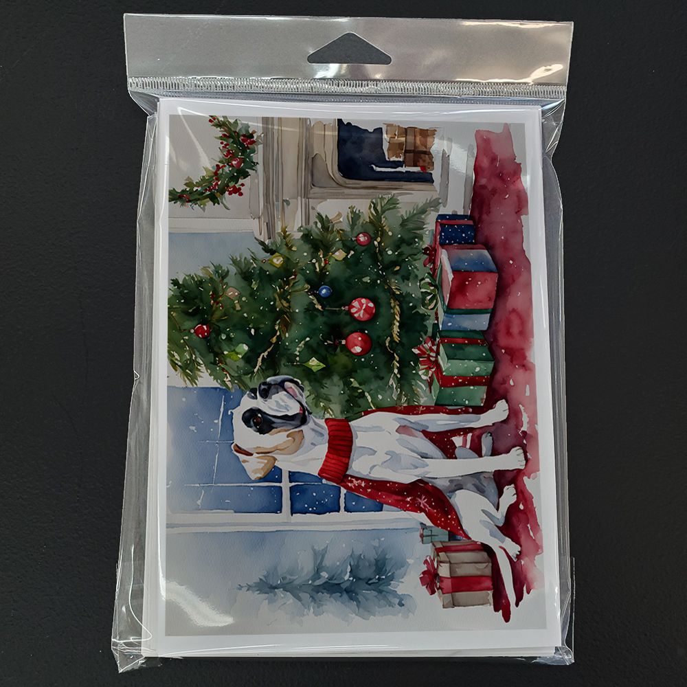 White Boxer Christmas Greeting Cards Pack of 8 Blank Cards with Envelopes Whimsical A7 Size 5x7 Blank Note Cards