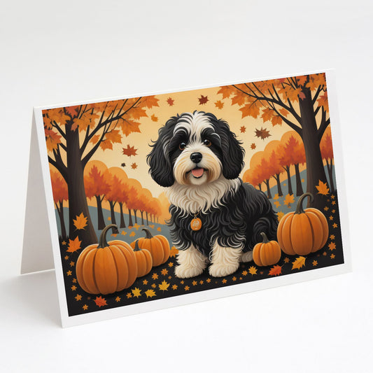 Havanese Fall Greeting Cards Pack of 8 Blank Cards with Envelopes Whimsical A7 Size 5x7 Blank Note Cards