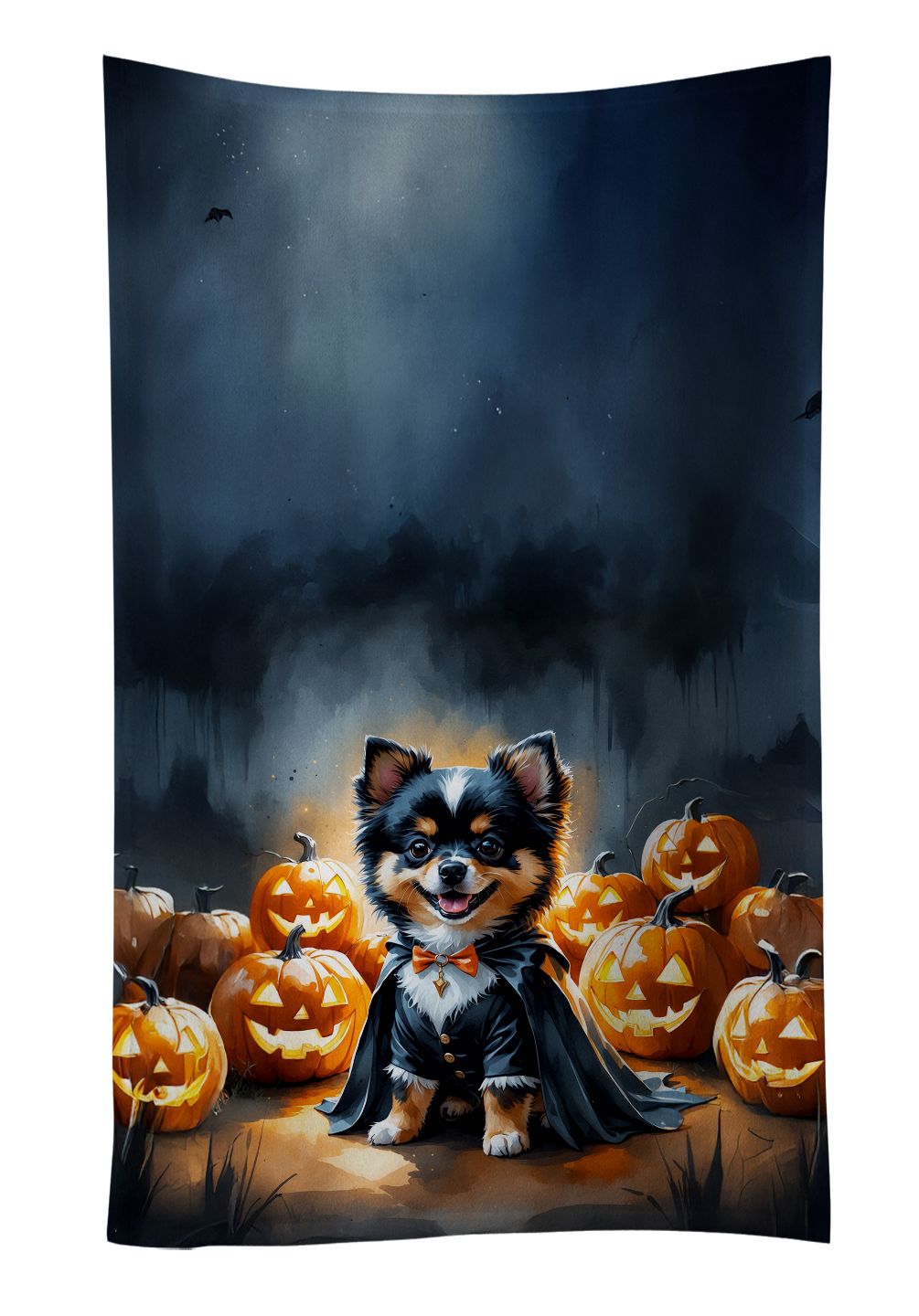 Balck and Tan Pomeranian Puppy Halloween Kitchen Towel Dish Cloths Guest Hand Towel Decorative Bathroom Towel for Face,Tea, Dishcloth, Kitchen and Bath