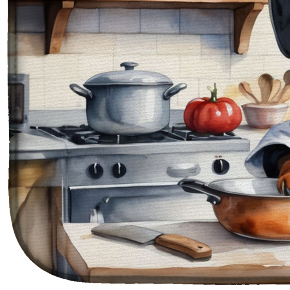 Dachshund The Chef Dish Drying Mat Absorbent Dish Drying Mat Pad for Kitchen Counter Dish Drainer Mat for Countertop, 14 x 21", Multicolor
