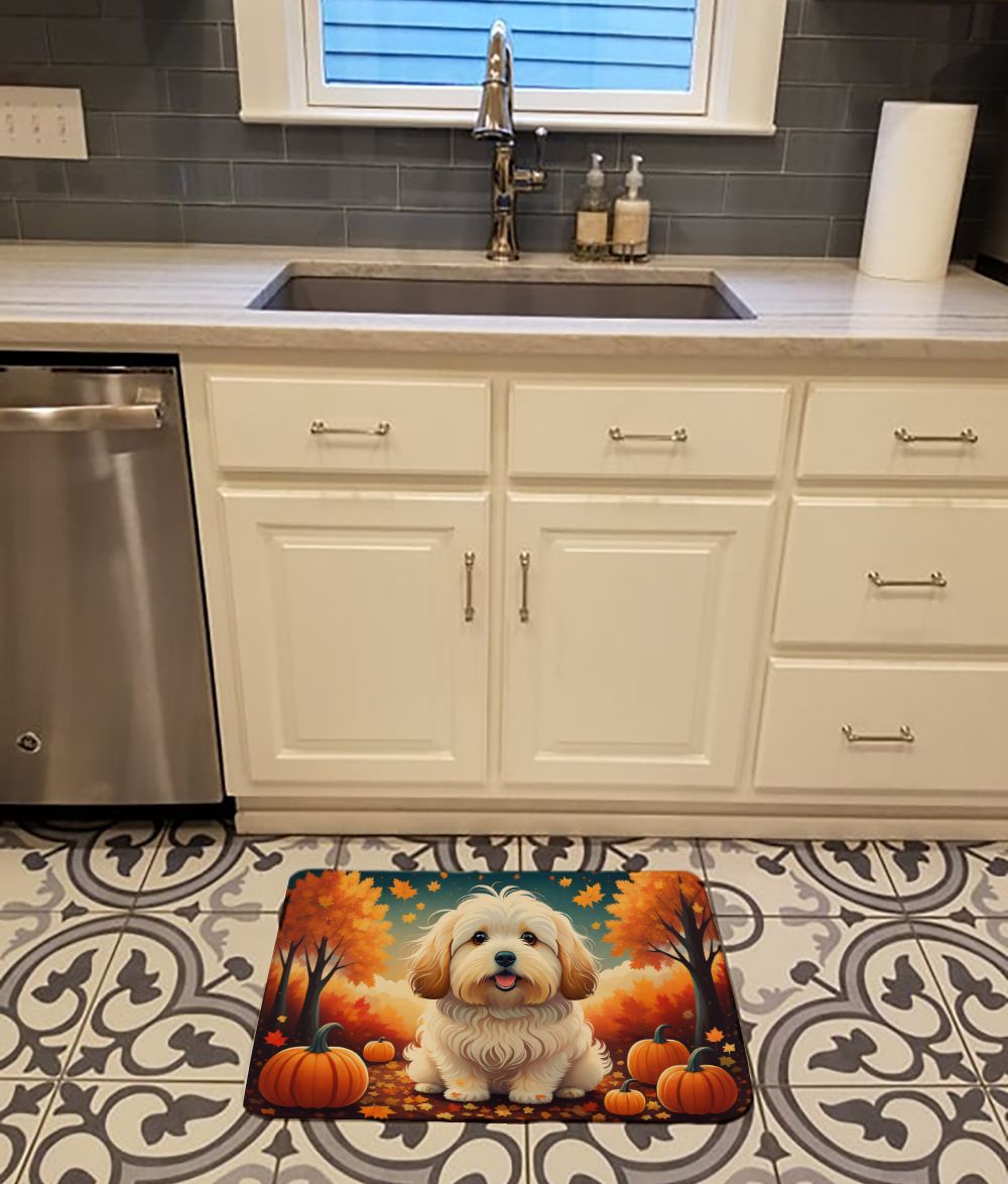 Coton De Tulear Fall Memory Foam Kitchen Mat Machine Washable Anti-Fatigue Mat Cushion Comfort Bath Mat or Kitchen Rug
