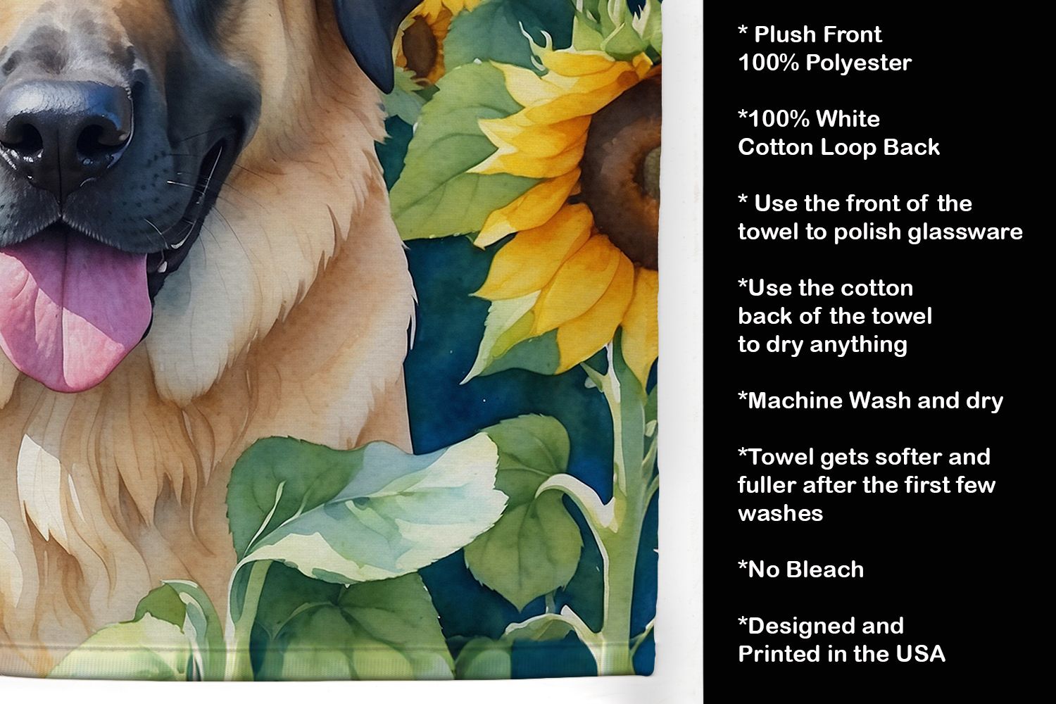 Anatolian Shepherd in Sunflowers Kitchen Towel Dish Cloths Guest Hand Towel Decorative Bathroom Towel for Face,Tea, Dishcloth, Kitchen and Bath