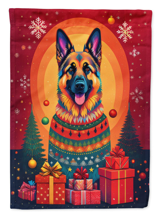 German Shepherd Holiday Christmas Garden Flag Mailbox Flag Decorative Yard Flag Banner Outside Patio Artwork Yard Flower Beds, Garden Size, Multicolor