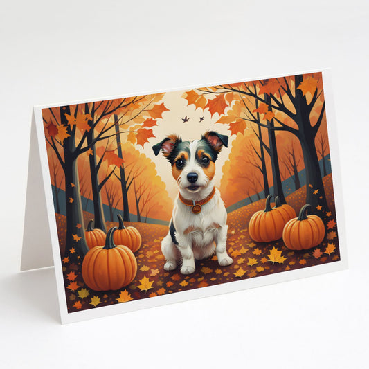 Jack Russell Terrier Fall Greeting Cards Pack of 8 Blank Cards with Envelopes Whimsical A7 Size 5x7 Blank Note Cards
