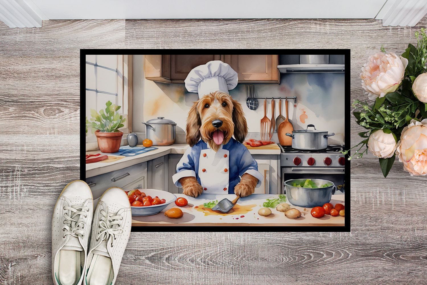 Otterhound The Chef Doormat Front Door Mat Indoor Outdoor Rugs for Entryway, Non Slip Washable Low Pile, 24H X 36W