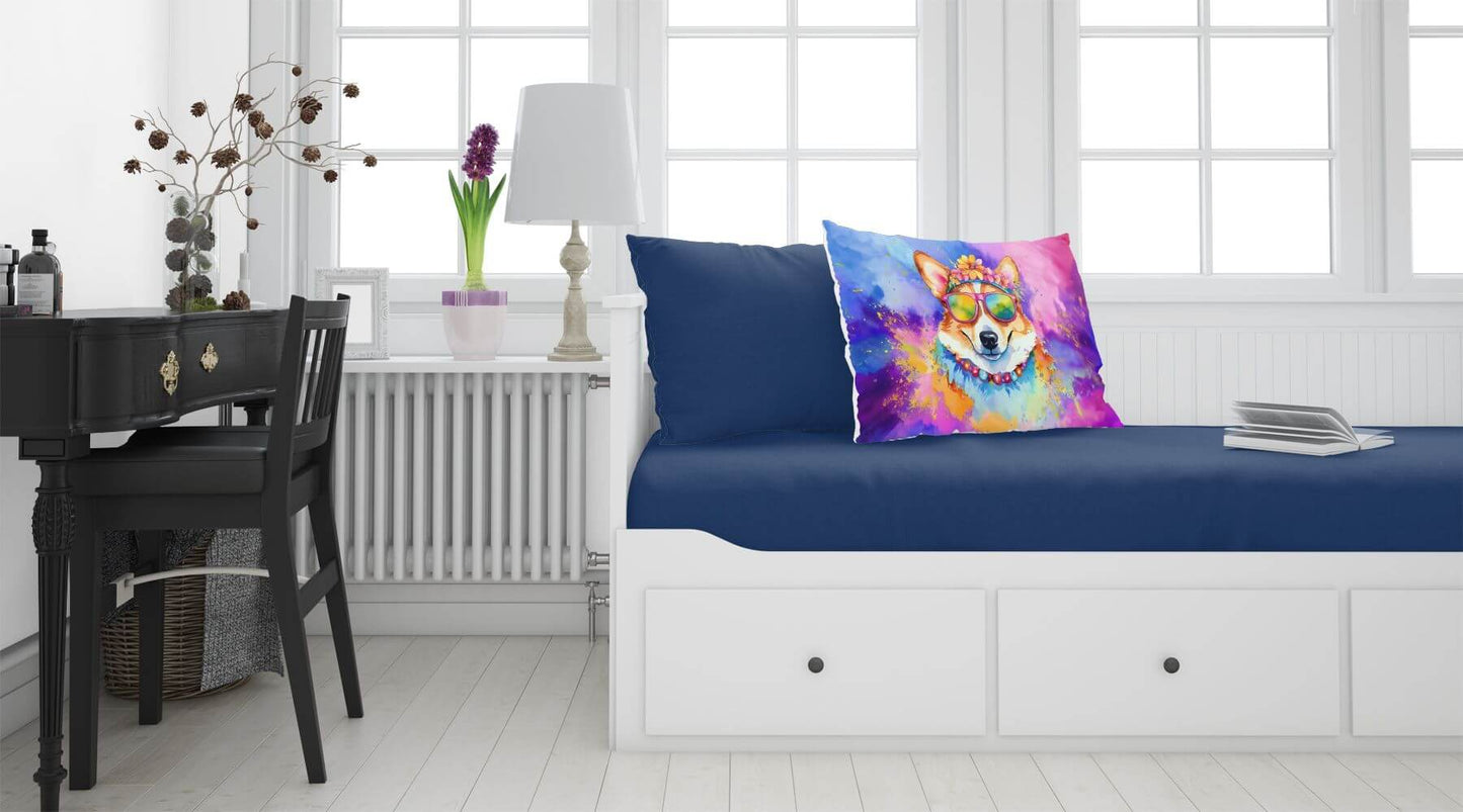 Corgi Hippie Dawg Standard Pillowcase Lightweight Super Soft Easy Care Decorative Artwork Pillowcase, Standard