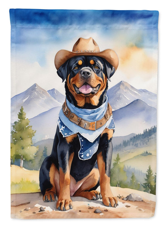 Rottweiler Cowboy Welcome Garden Flag Mailbox Flag Decorative Yard Flag Banner Outside Patio Artwork Yard Flower Beds, Garden Size, Multicolor