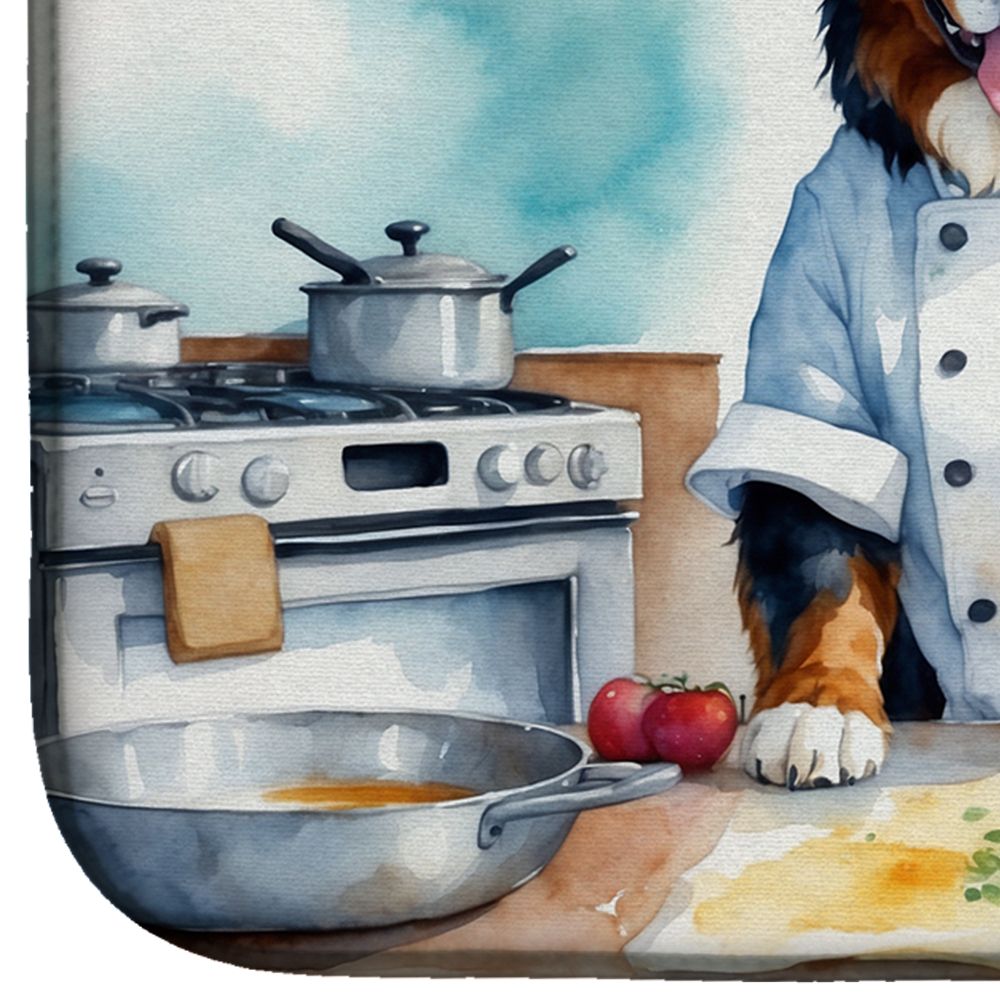 Bernese Mountain Dog The Chef Dish Drying Mat Absorbent Dish Drying Mat Pad for Kitchen Counter Dish Drainer Mat for Countertop, 14 x 21", Multicolor