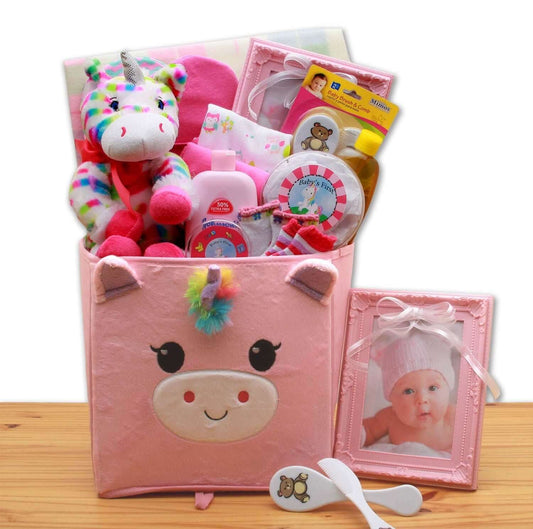 Dainty Tails New Baby Unicorn Gift Basket
