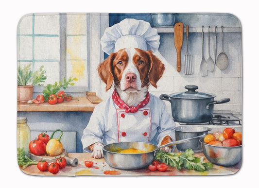 Brittany Spaniel The Chef Memory Foam Kitchen Mat Machine Washable Anti-Fatigue Mat Cushion Comfort Bath Mat or Kitchen Rug