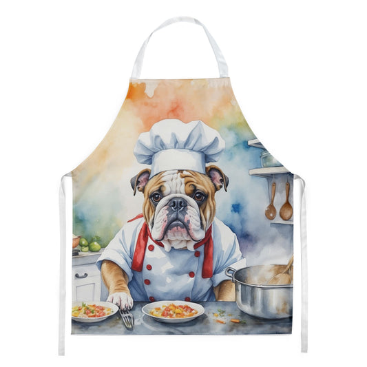 English Bulldog The Chef Apron Cooking Kitchen Server Baking Crafts Gardening for Adult Women Men, Unisex, Large, Multicolor