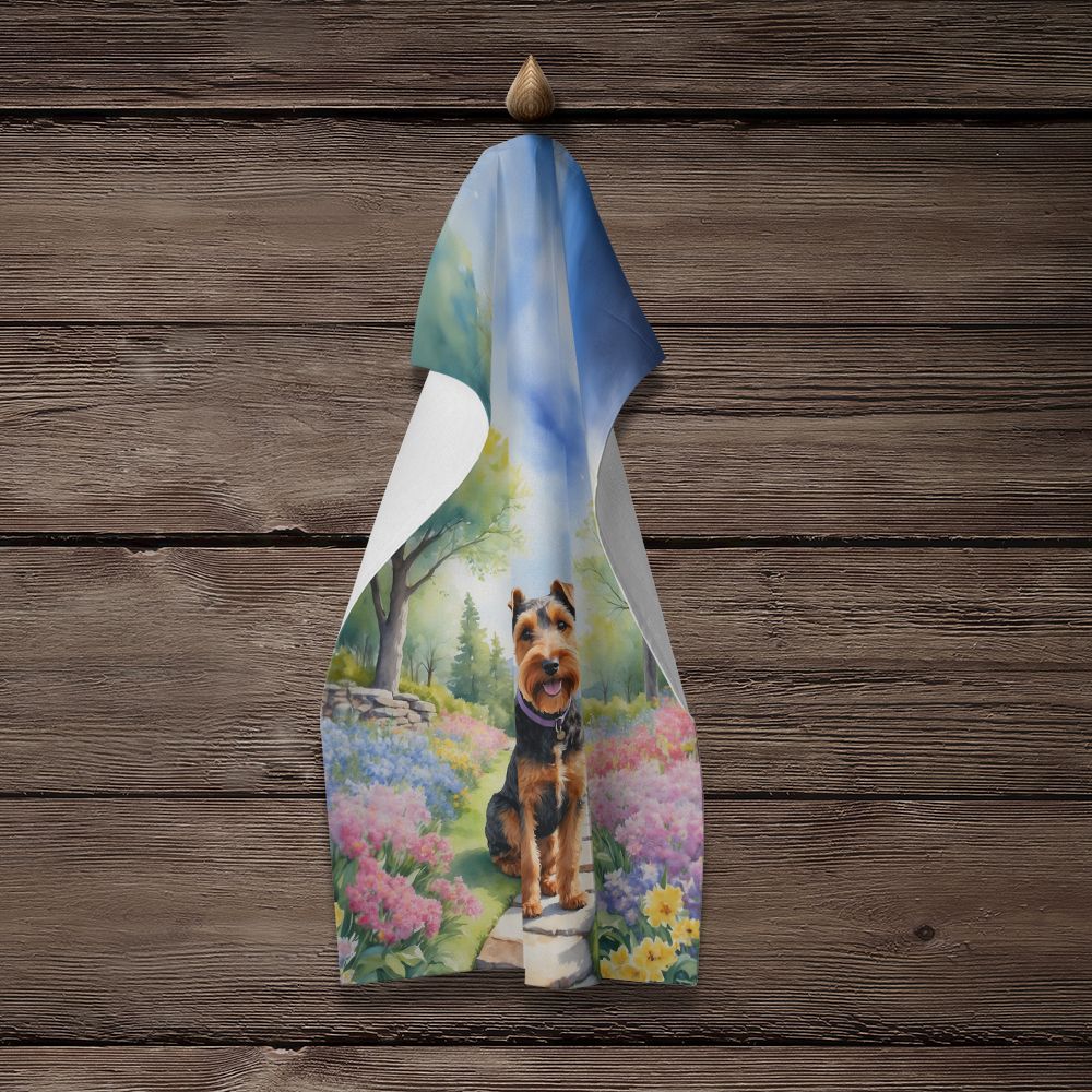 Welsh Terrier Spring Path Kitchen Towel Dish Cloths Guest Hand Towel Decorative Bathroom Towel for Face,Tea, Dishcloth, Kitchen and Bath