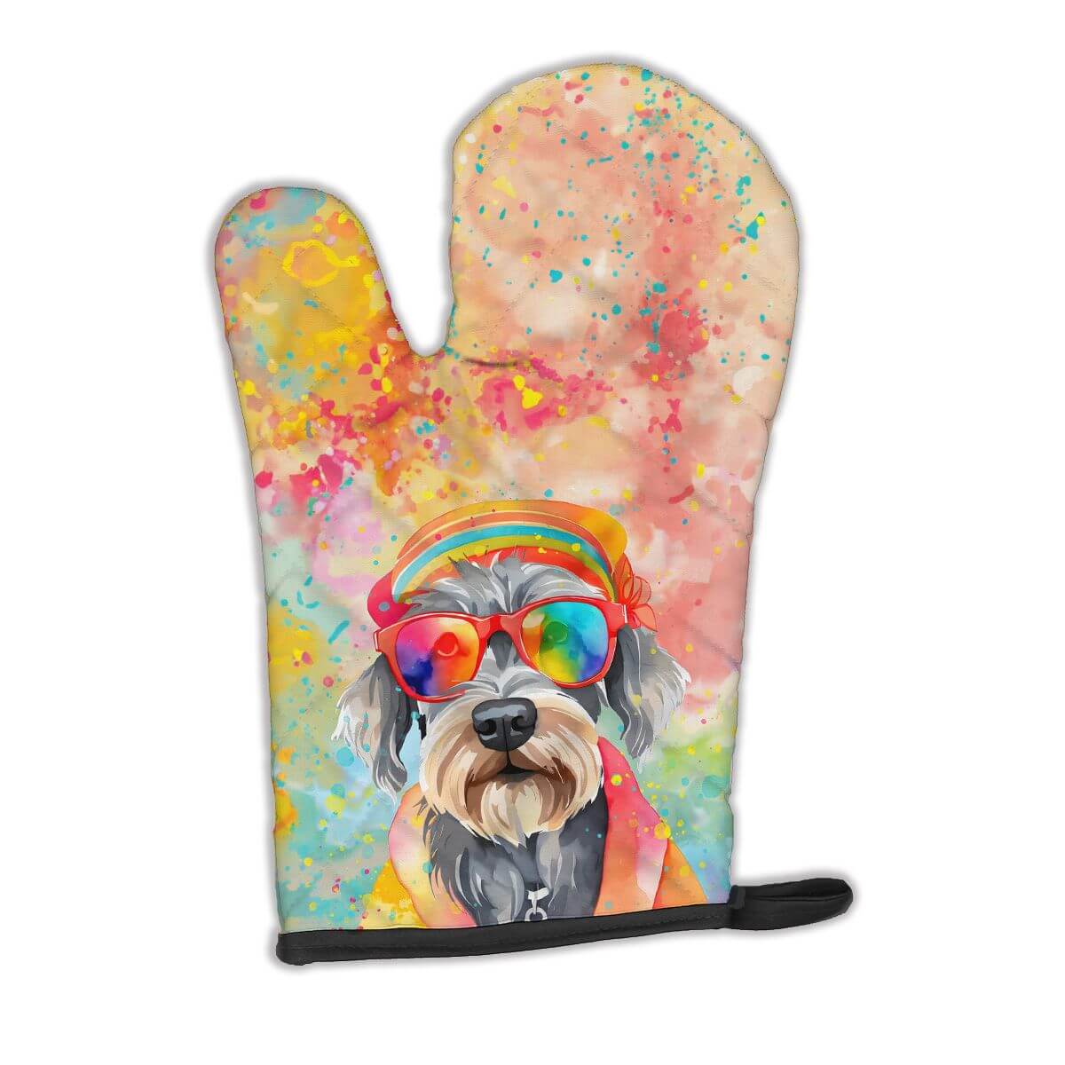 Schnauzer Hippie Dawg Oven Mitt Heat Resistant Thick Oven Mitt for Hot Pans and Oven, Kitchen Mitt Protect Hands, Cooking Baking Glove