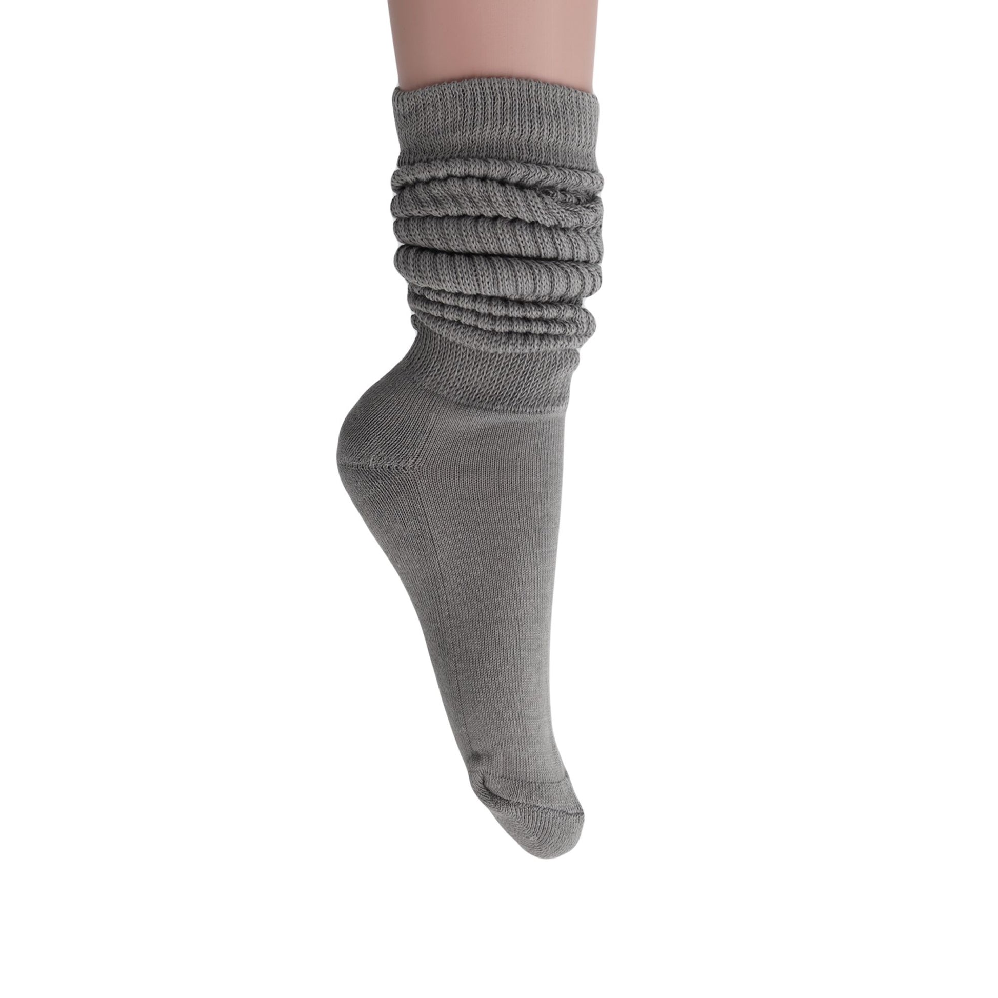 Women's Extra Long Slouch Scrunch Socks Knee High, Cotton Blend, Pack of 2, Fits Shoe Sizes 5-10, 80s Style, 28 Colors