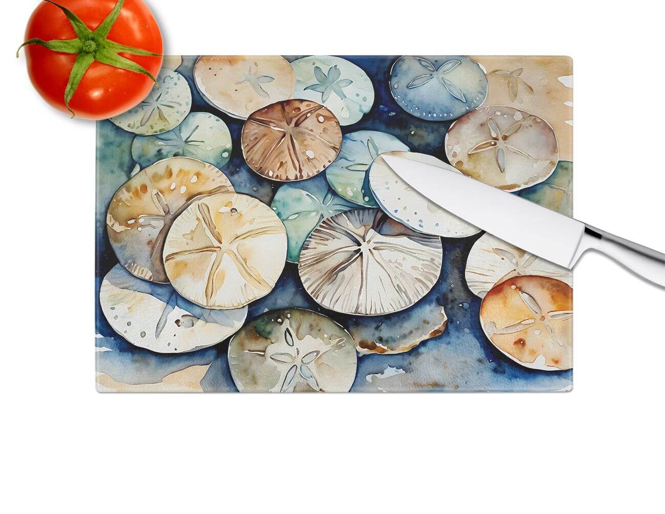 NEW Sand Dollars Glass Cutting Board Decorative Tempered Glass Kitchen Cutting and Serving Board Large Size Chopping Board