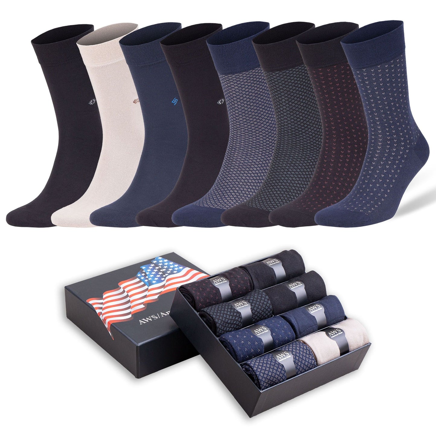 Luxury Bamboo Dress Socks for Men Premium Trouser Socks 8 Pairs Shoe Size 8 to 11.5