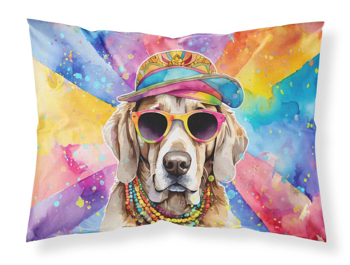 Weimaraner Hippie Dawg Standard Pillowcase Lightweight Super Soft Easy Care Decorative Artwork Pillowcase, Standard