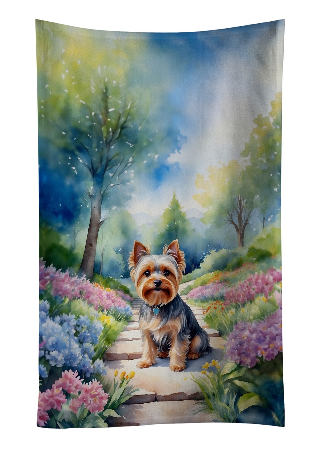 Yorkshire Terrier Spring Path Kitchen Towel Dish Cloths Guest Hand Towel Decorative Bathroom Towel for Face,Tea, Dishcloth, Kitchen and Bath