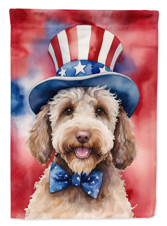 Labradoodle Patriotic American House Flag Large Porch Sleeve Pole Decorative Outside Yard Banner Artwork Wall Hanging, Polyester, House Size, Multicolor