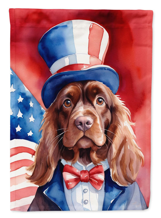 Sussex Spaniel Patriotic American House Flag Large Porch Sleeve Pole Decorative Outside Yard Banner Artwork Wall Hanging, Polyester, House Size, Multicolor