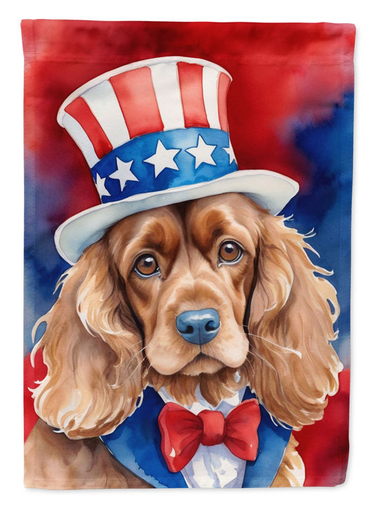 Cocker Spaniel Patriotic American House Flag Large Porch Sleeve Pole Decorative Outside Yard Banner Artwork Wall Hanging, Polyester, House Size, Multicolor
