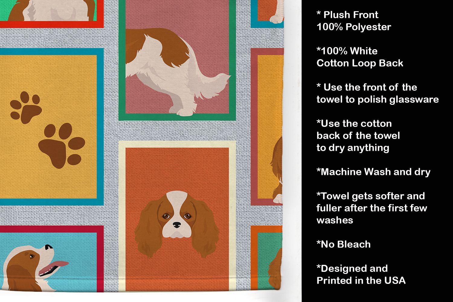 Lots of Blenheim Cavalier Spaniel Kitchen Towel Dish Cloths Guest Hand Towel Decorative Bathroom Towel for Face,Tea, Dishcloth, Kitchen and Bath