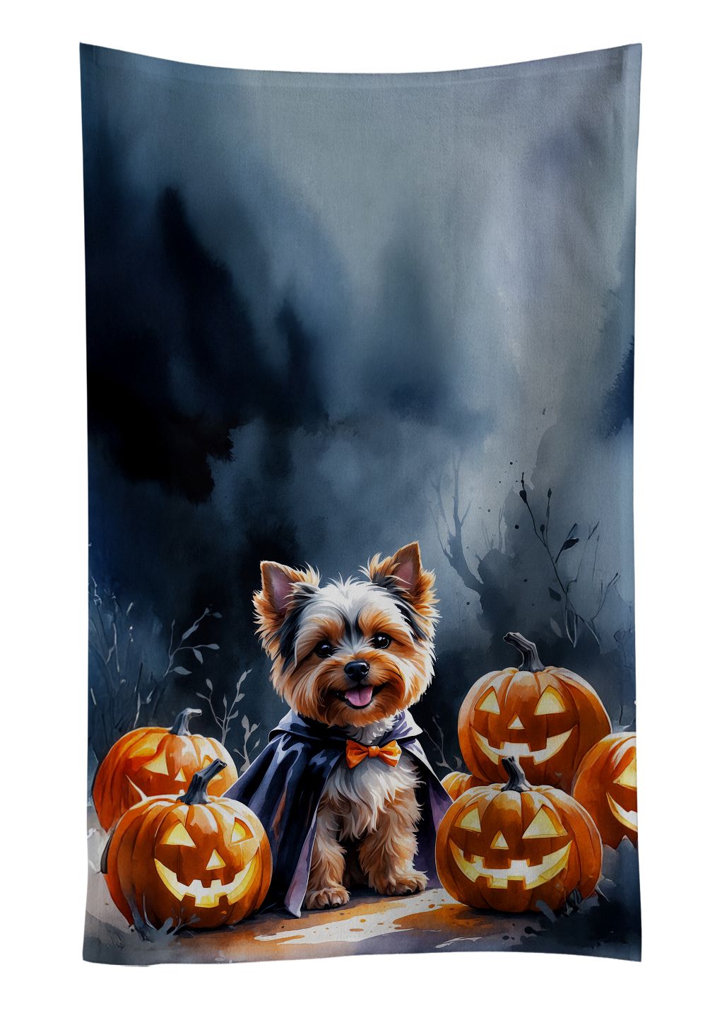 Yorkshire Terrier Puppy Halloween Kitchen Towel Dish Cloths Guest Hand Towel Decorative Bathroom Towel for Face,Tea, Dishcloth, Kitchen and Bath