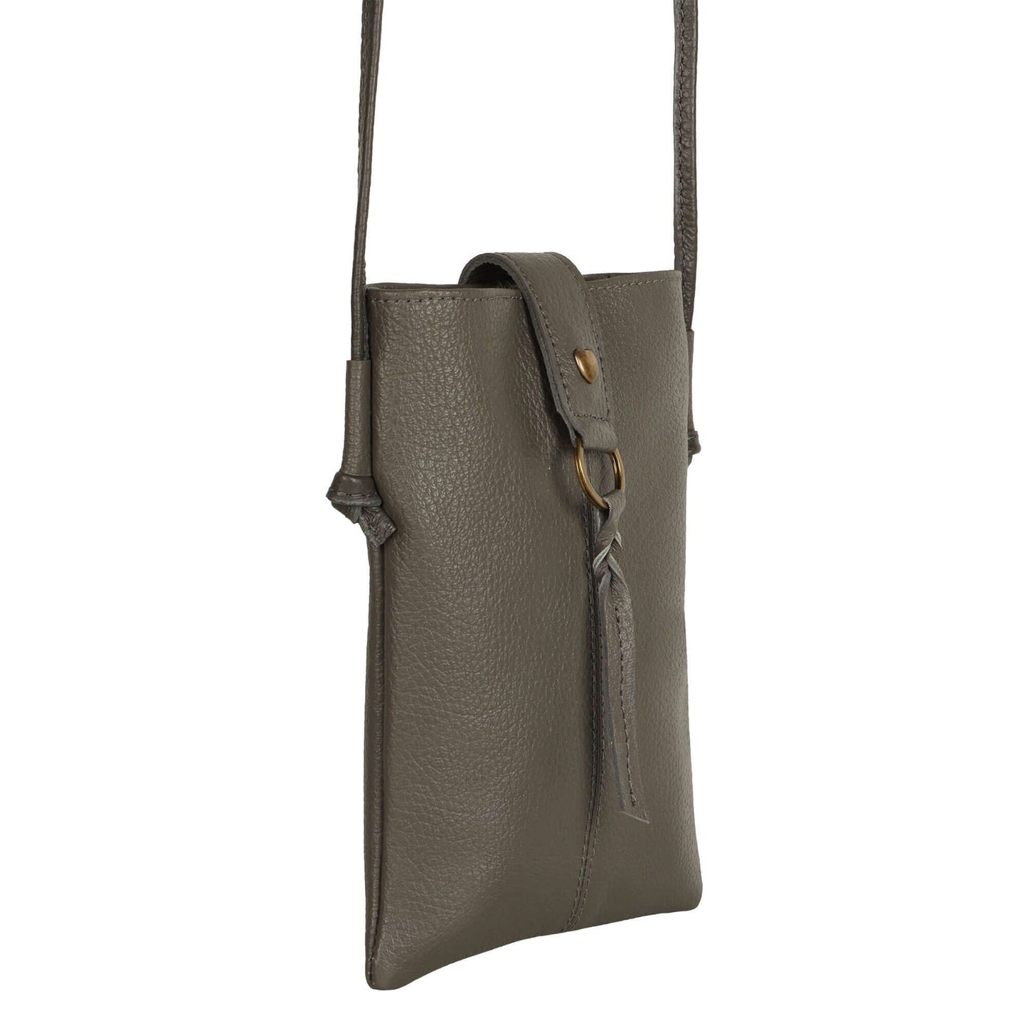 Jennie Small crossbody bag w/ slim strap closure & tassel - Ash Grey