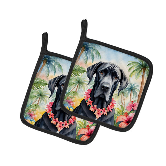 Great Dane Luau Pair of Pot Holders Kitchen Heat Resistant Pot Holders Sets Oven Hot Pads for Cooking Baking BBQ, 7 1/2 x 7 1/2